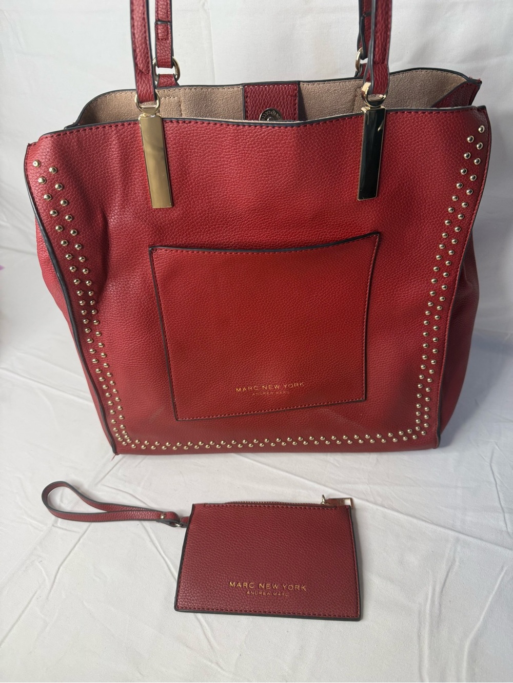 Red Leather Marc New York Andrew Marc Handbag Tote